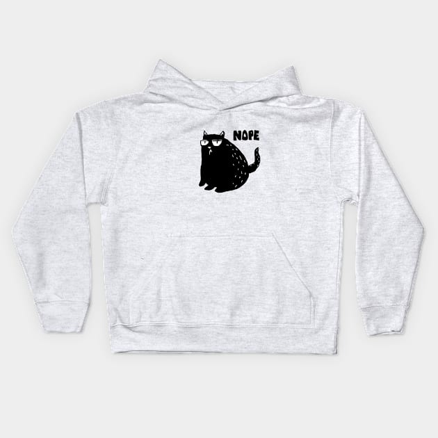 funny cat nope saying Kids Hoodie by Roocolonia